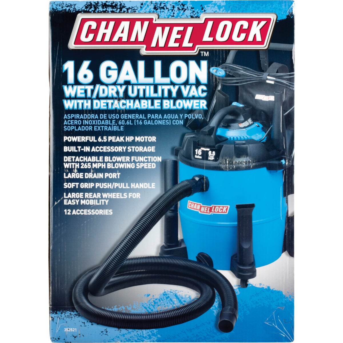 Channellock 16 Gal. 6.5-Peak HP Wet/Dry Vacuum with Blower