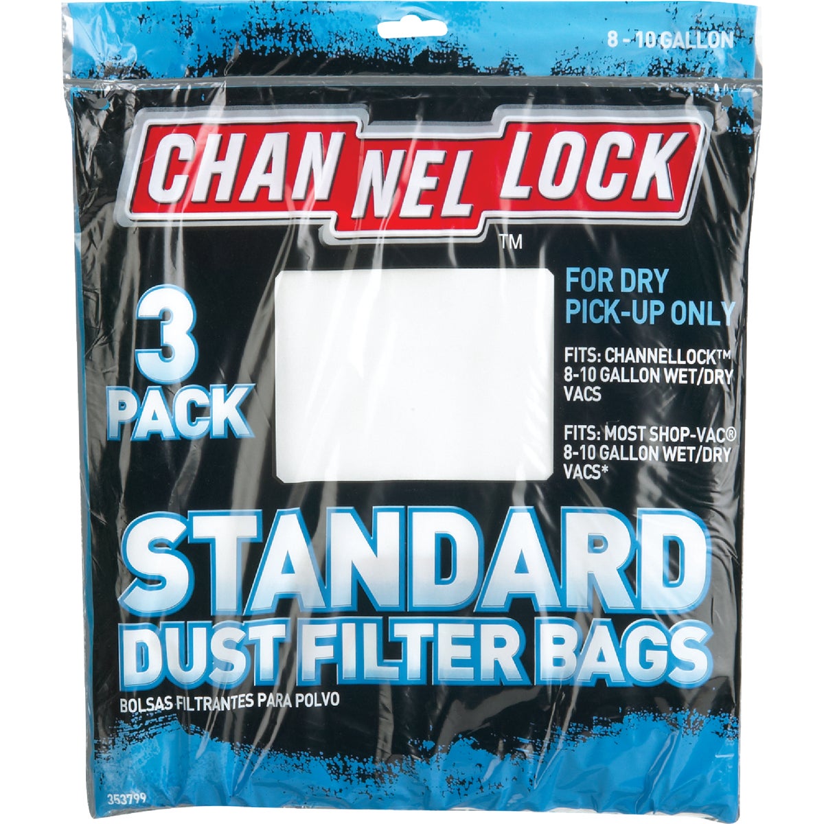 Channellock Paper Standard 8 to 10 Gal. Filter Vacuum Bag (3-Pack)