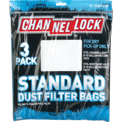 Channellock Paper Standard 8 to 10 Gal. Filter Vacuum Bag (3-Pack)