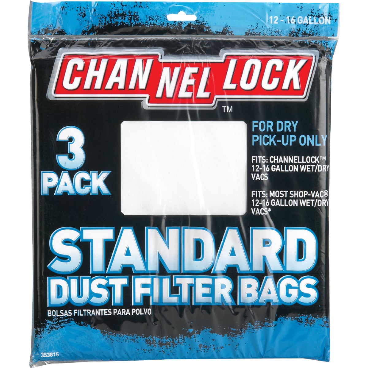 Channellock Paper Standard 12 to 16 Gal. Filter Vacuum Bag (3-Pack)