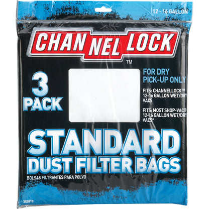 Channellock Paper Standard 12 to 16 Gal. Filter Vacuum Bag (3-Pack)