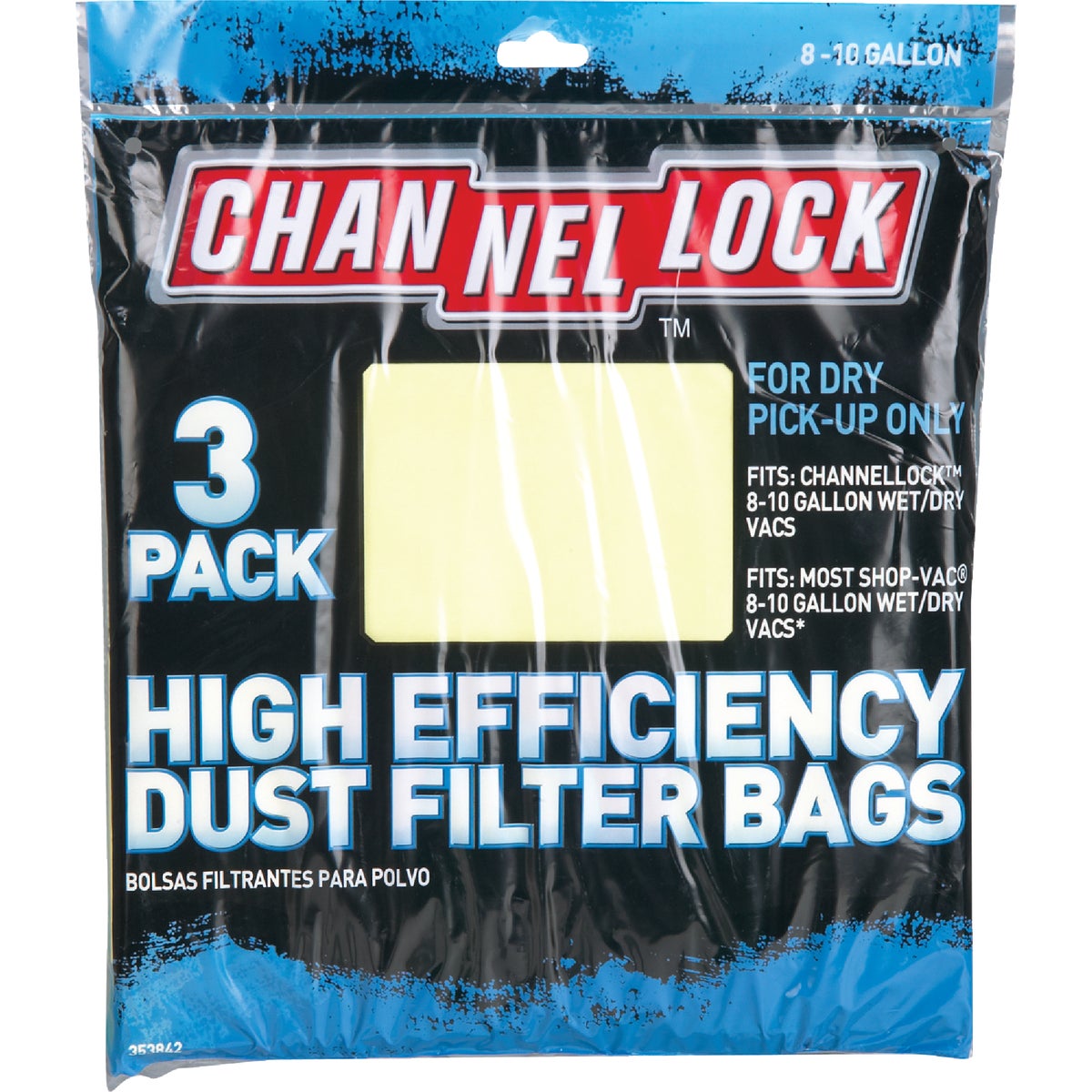 Channellock Paper High Efficiency 8 to 10 Gal. Filter Vacuum Bag (3-Pack)