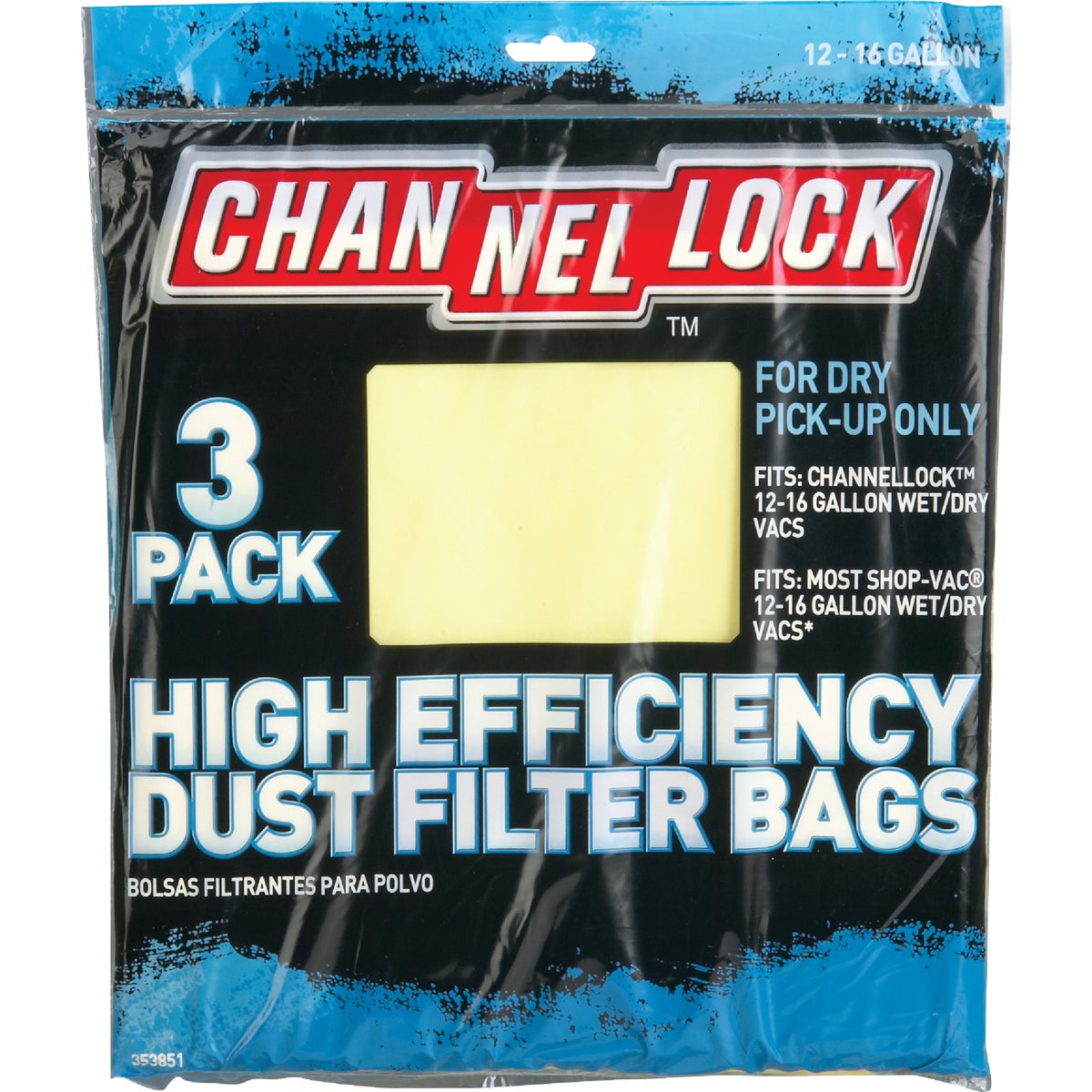 Channellock Paper High Efficiency 12 to 16 Gal. Filter Vacuum Bag (3-Pack)