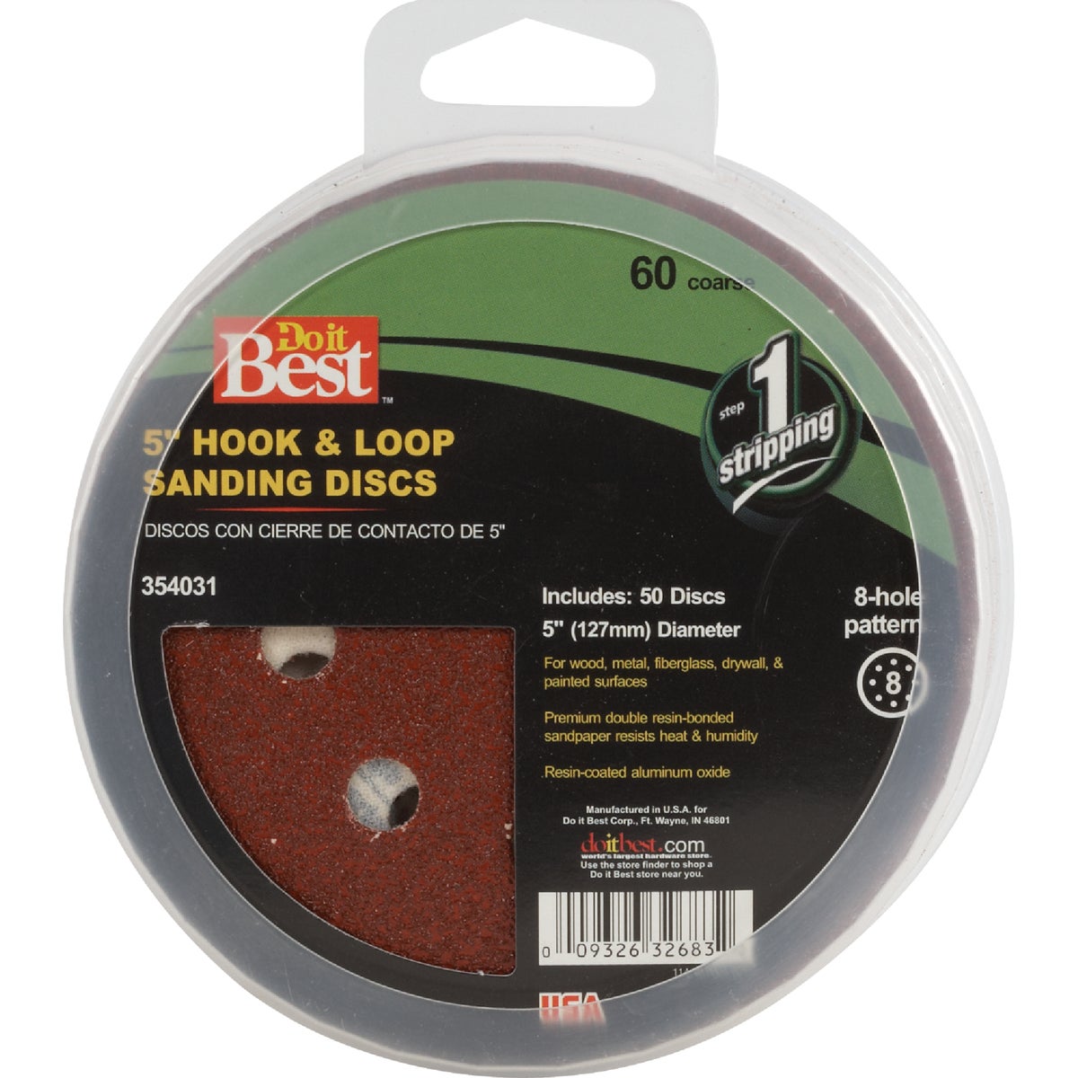 Do it Best 5 In. 60-Grit 8-Hole Pattern Vented Sanding Disc with Hook & Loop Backing (50-Pack)