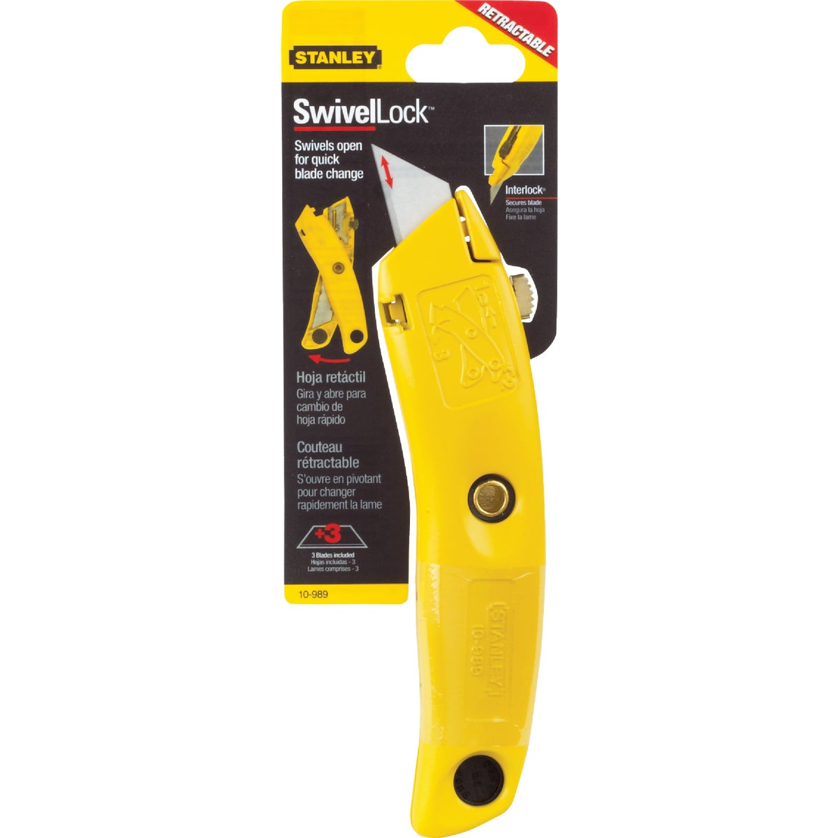 Stanley Swivel-Lock Retractable Straight Utility Knife