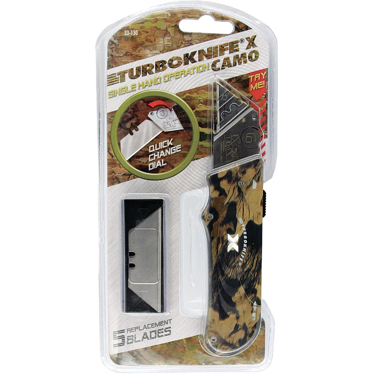 Olympia Tools Turboknife X Retractable Straight Utility Knife, Camo