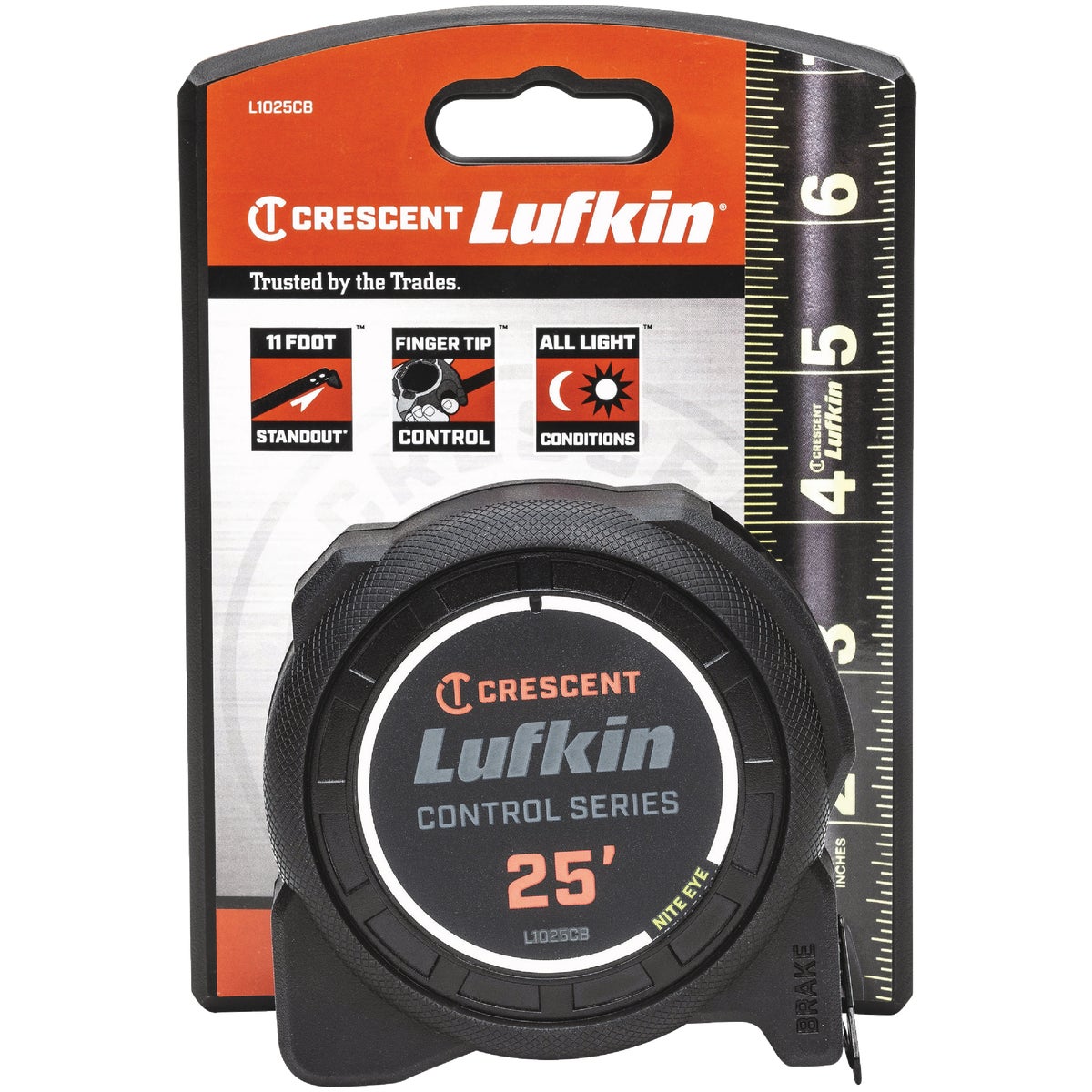 Crescent Lufkin Command Control Series 1-3/16 In. x 25 Ft. Tape Measure with Black Blade