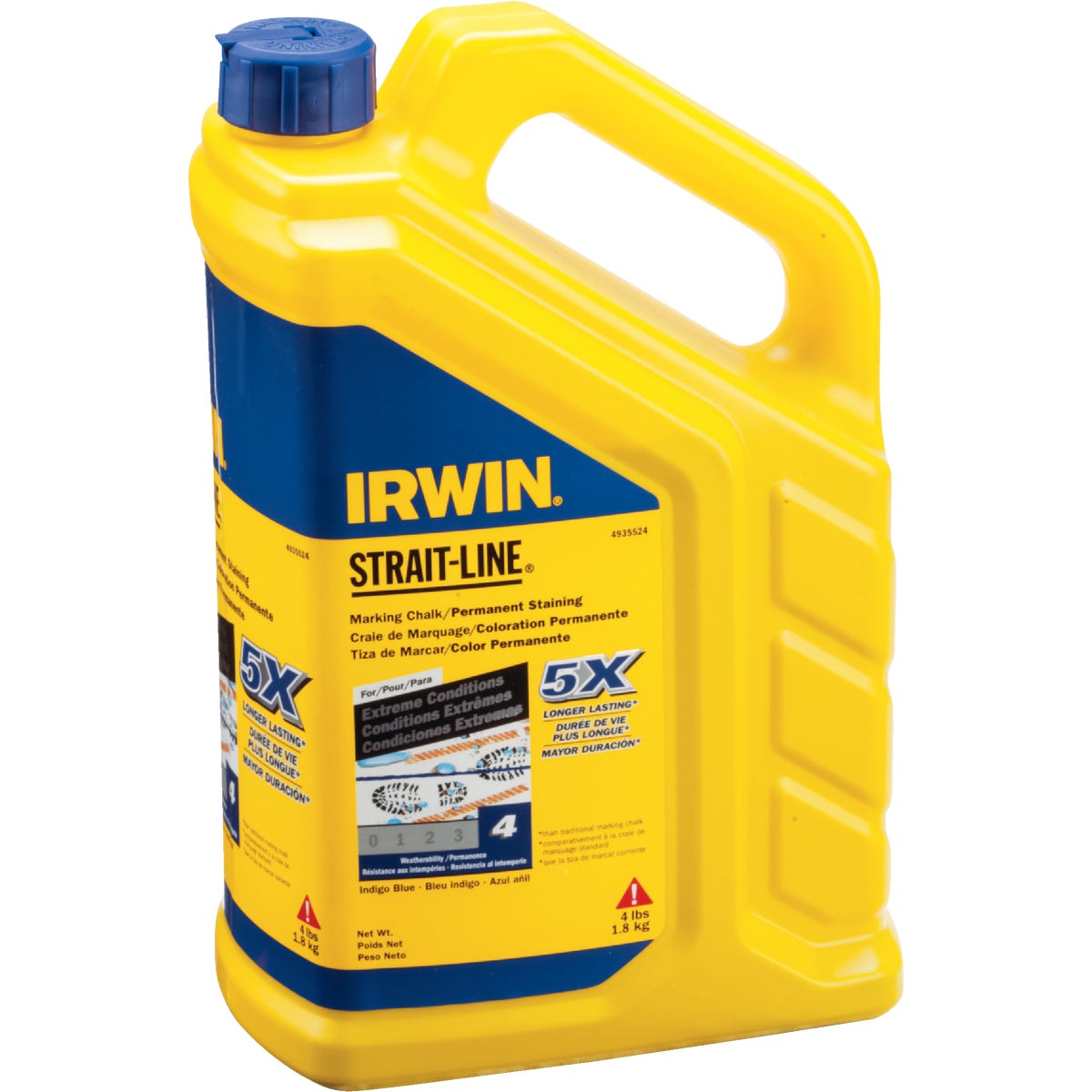 Irwin STRAIT-LINE 4 Lb. Indigo Blue Permanent Staining 5X Chalk Line Chalk