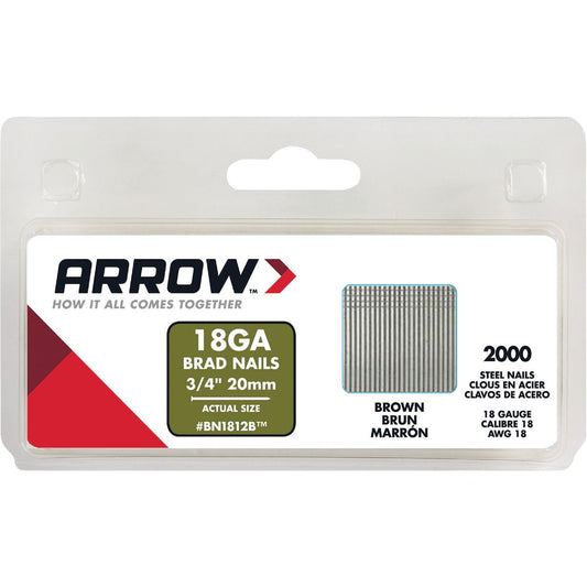 Arrow 18-Gauge Brown Steel Brad Nail, 3/4 In. (2000-Pack)