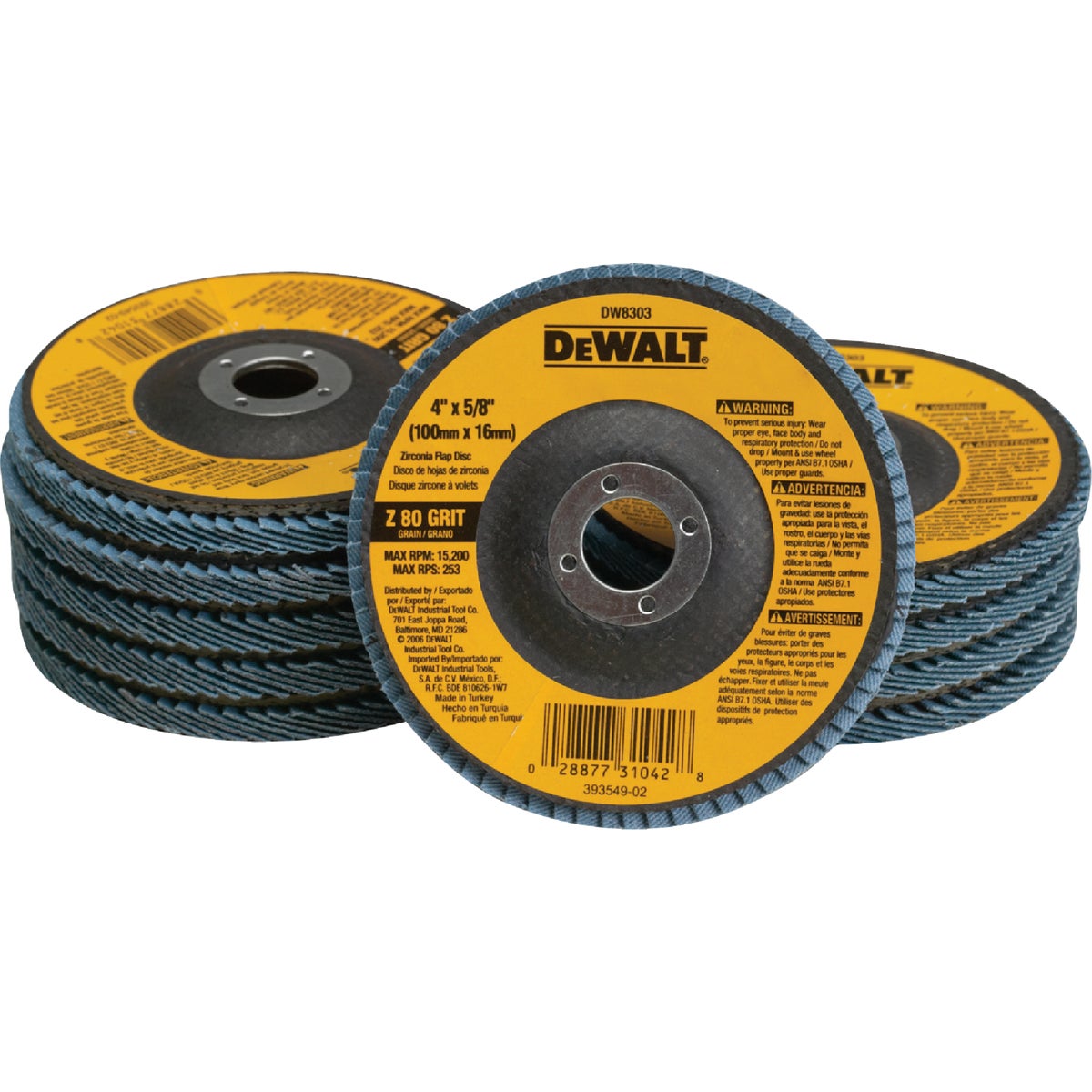 DeWalt 4 In. x 5/8 In. 80-Grit Type 27 High Performance Zirconia Angle Grinder Flap Disc