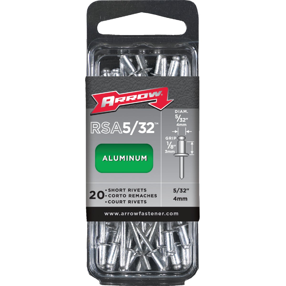 Arrow 5/32 In. x 1/8 In. Aluminum Rivet (20 Count)