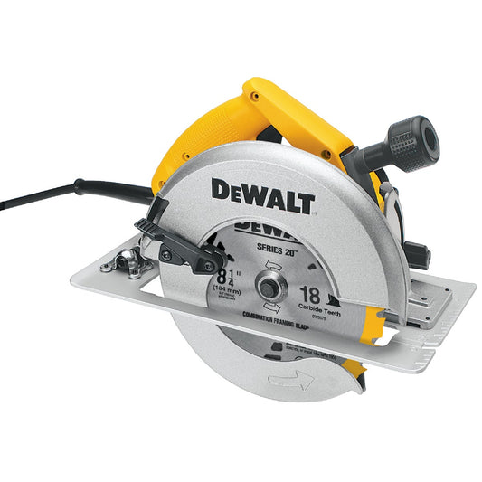 DeWalt 15-Amp 8-1/4 In. Circular Saw with Rear Pivot Depth of Cut Adjustment and Electric Brake