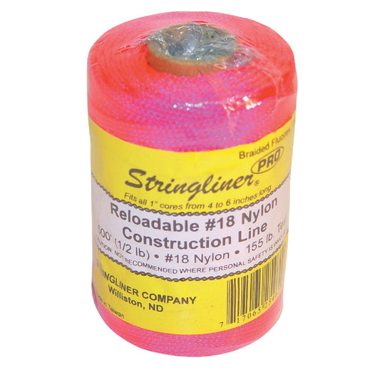 Stringliner 500 Ft. Fluorescent Pink Braided Nylon Mason Line