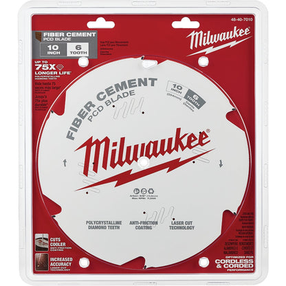 Milwaukee 10 In. 6-Tooth Fiber Cement PCD Circular Saw Blade