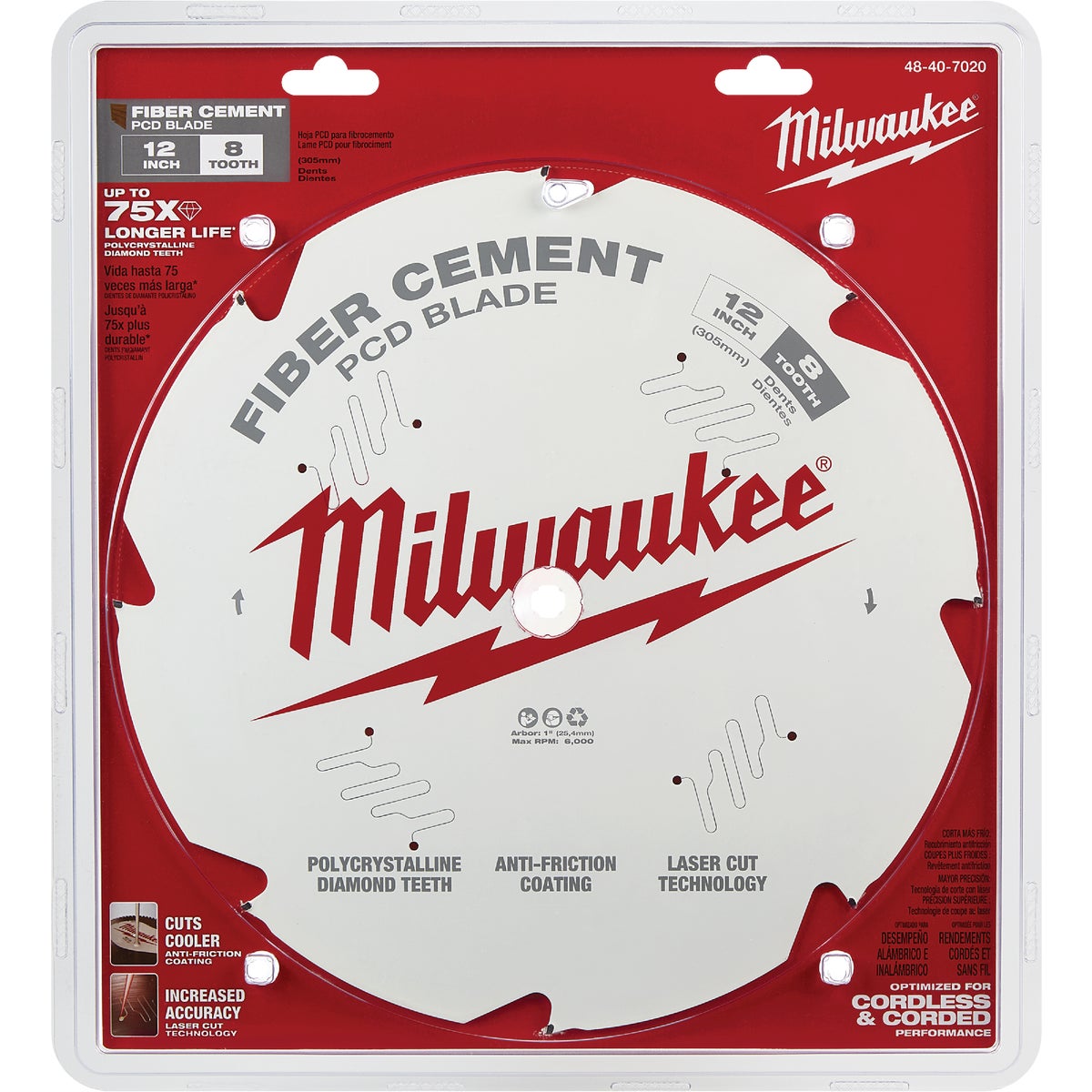 Milwaukee 12 In. 8-Tooth Fiber Cement PCD Circular Saw Blade