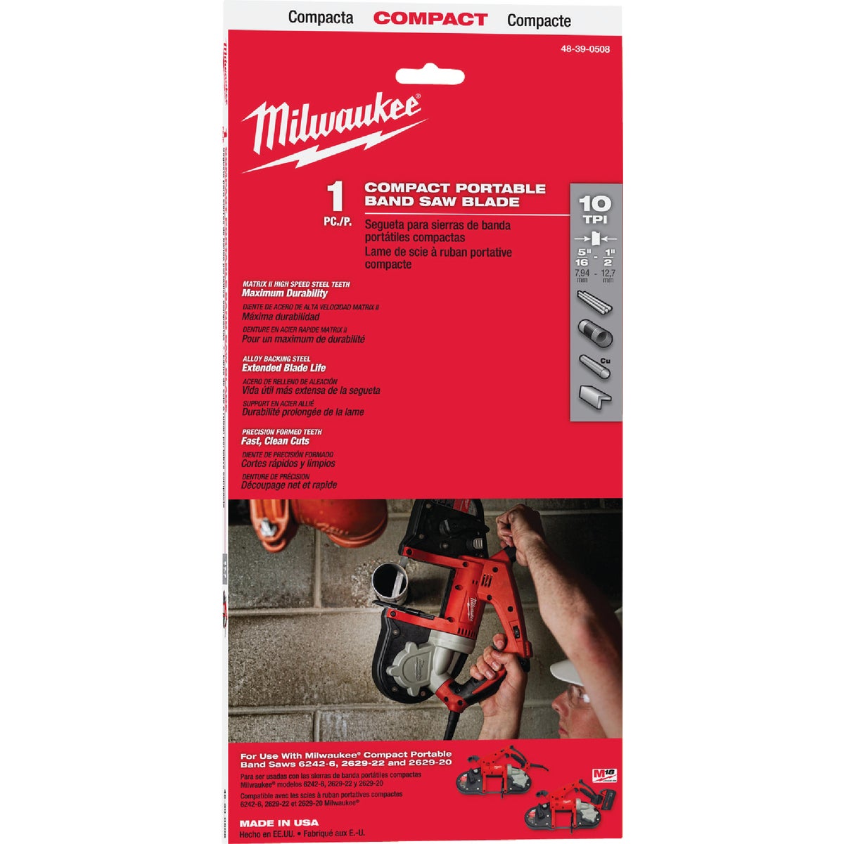 Milwaukee 35-3/8 In. x 1/2 In. 10 TPI Compact Band Saw Blade