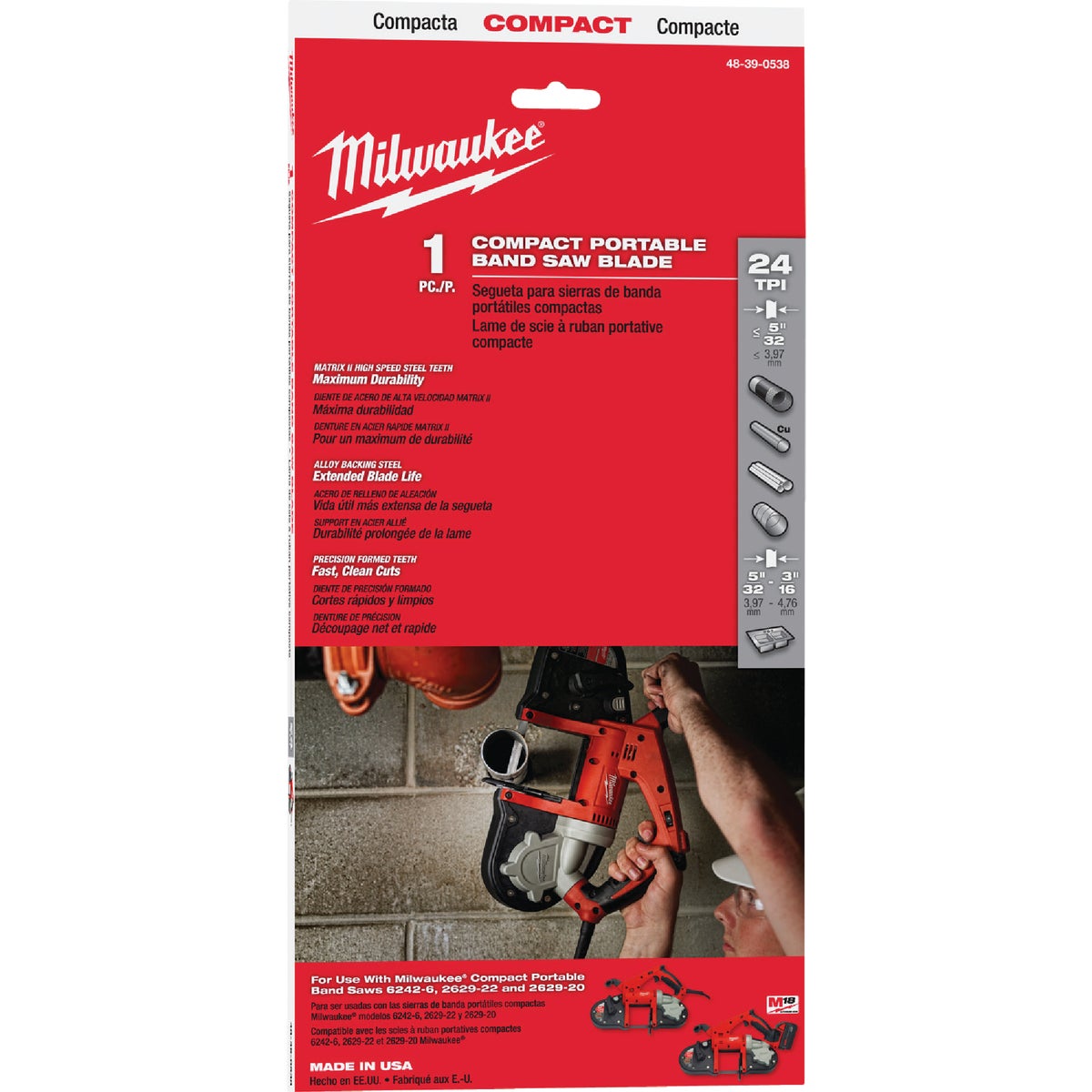 Milwaukee 35-3/8 In. x 1/2 In. 24 TPI Compact Band Saw Blade