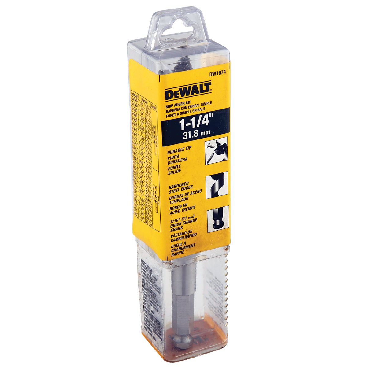 DeWalt Power Ship 1-1/4 In. x 6 In. Quick Change Auger Bit