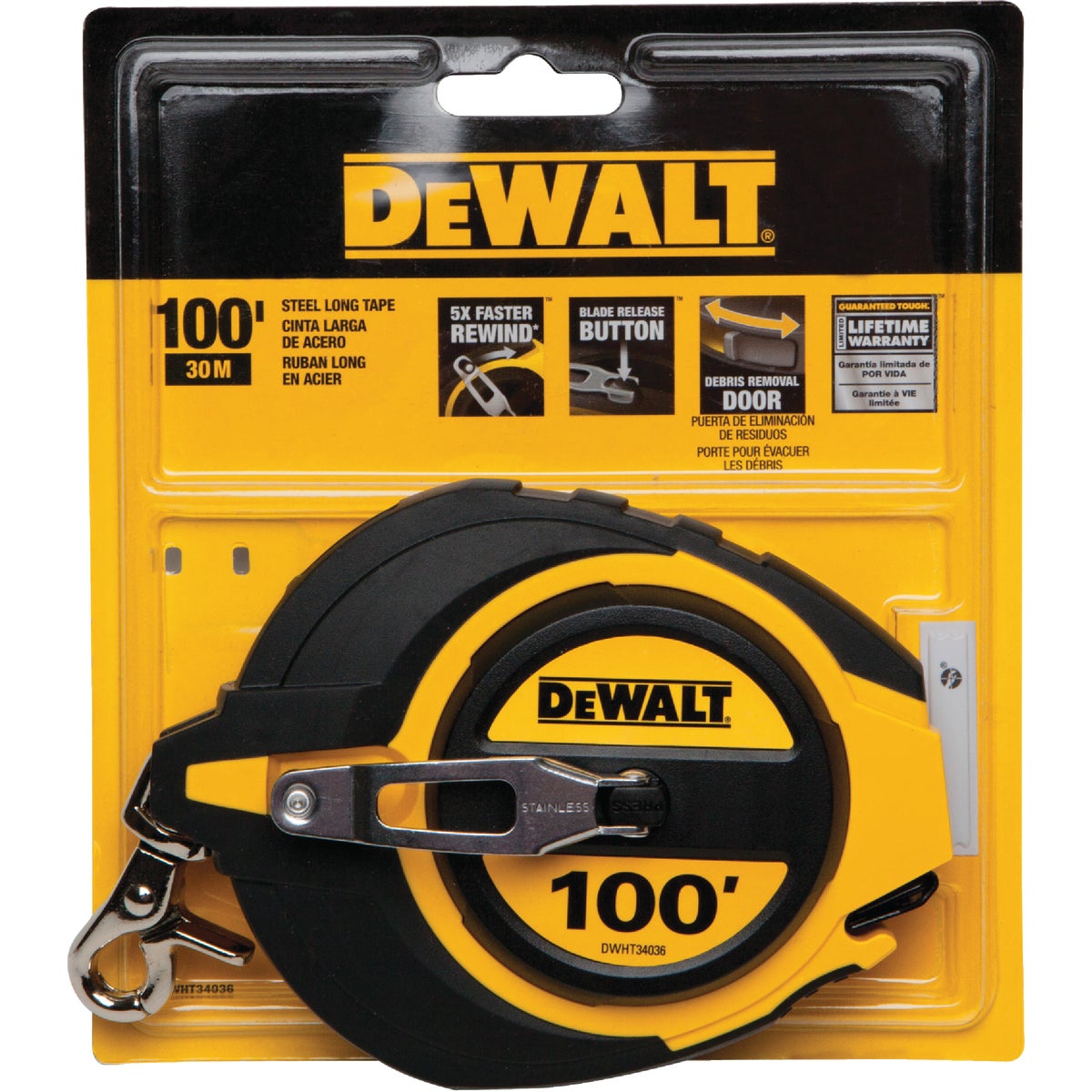 DeWalt 100 Ft. Steel Closed Case Reel Tape