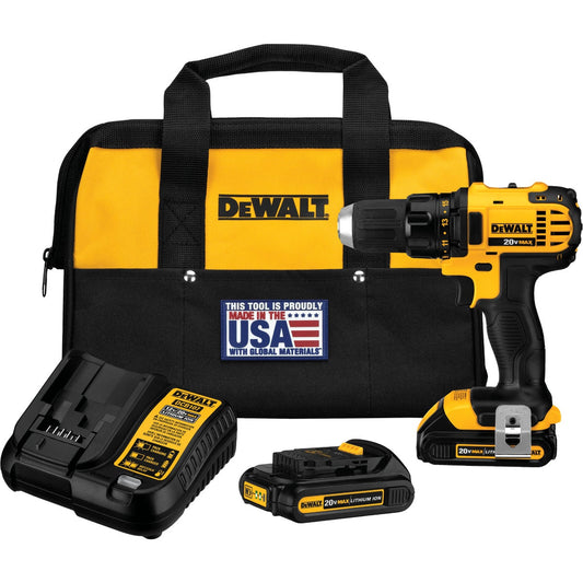 DeWalt 20 Volt MAX Lithium-Ion 1/2 In. Compact Cordless Drill Kit