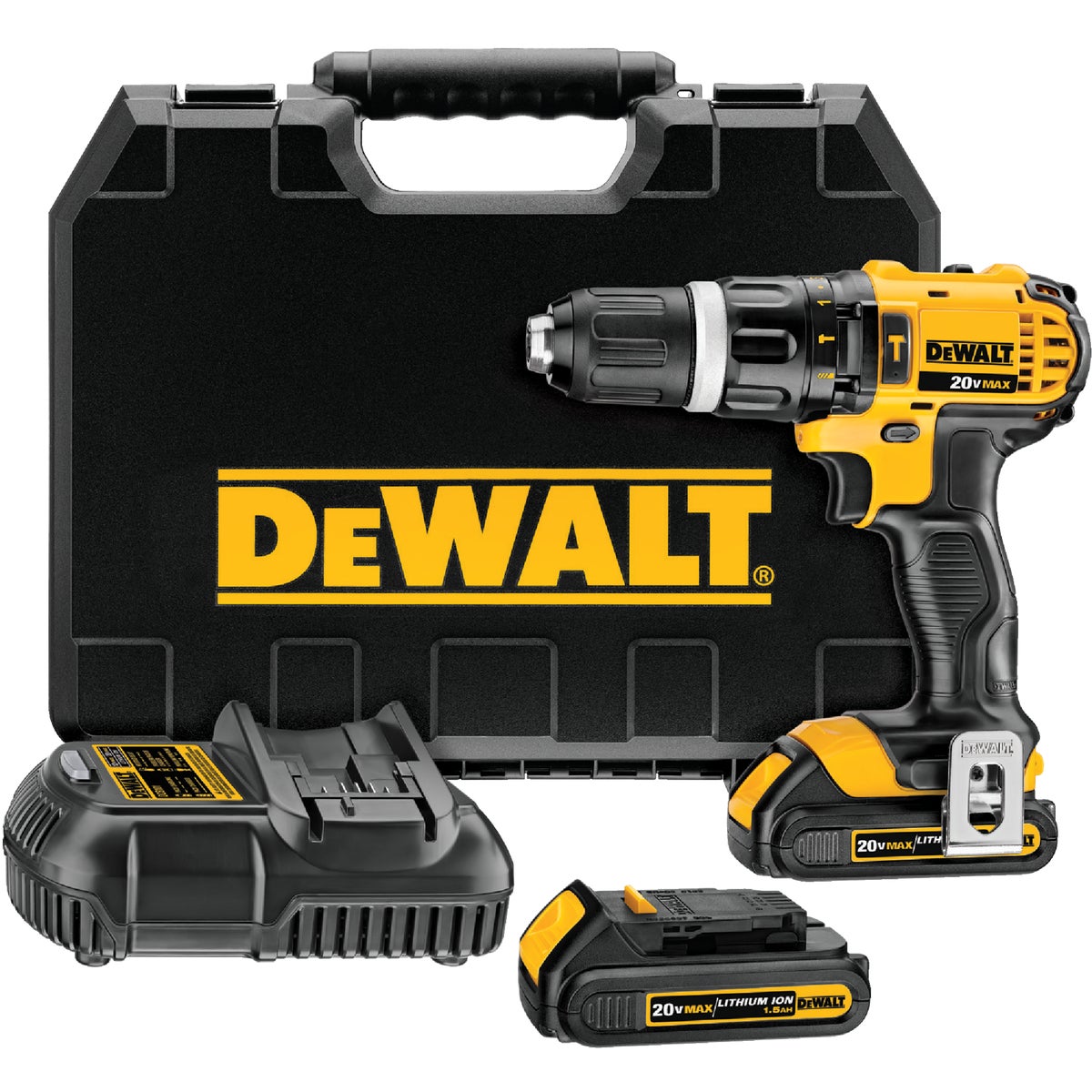 DeWalt 20 Volt MAX Lithium-Ion 1/2 In. Compact Cordless Hammer Drill Kit