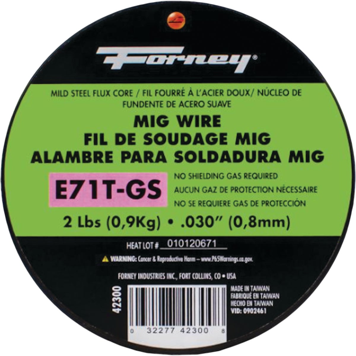 Forney E71T-GS 0.030 In. Flux Core Mild Steel Mig Wire, 2 Lb.