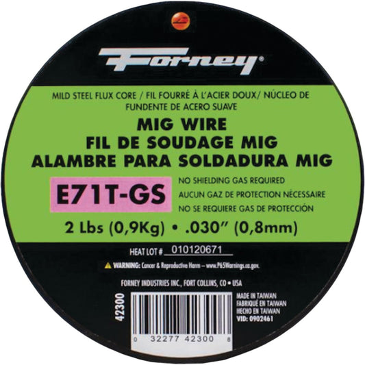 Forney E71T-GS 0.030 In. Flux Core Mild Steel Mig Wire, 2 Lb.