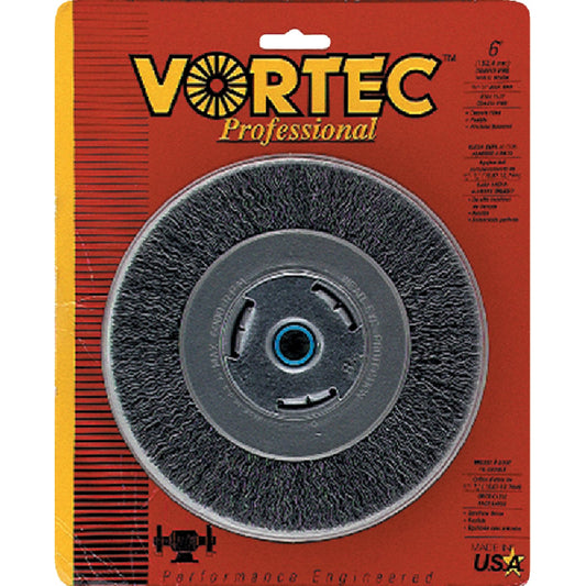 Weiler Vortec 6 In. Crimped, Coarse Bench Grinder Wire Wheel