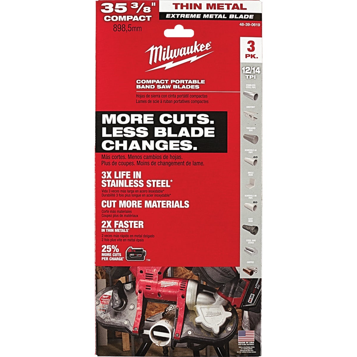 Milwaukee 35-3/8 In. 12/14 TPI Extreme Metal Band Saw Blade (3-Pack)