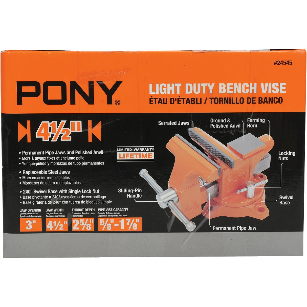 Pony 4-1/2 In. Light-Duty Bench Vise with Swivel Base