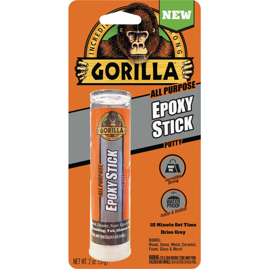 Gorilla 2 Oz. Gray All-Purpose Epoxy Putty Stick