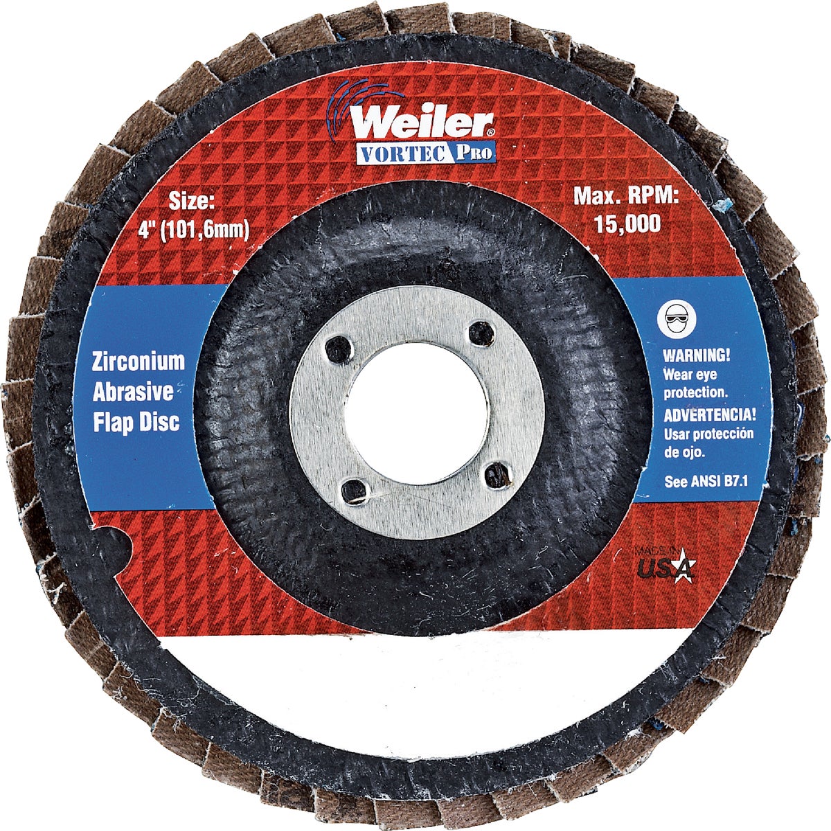 Weiler Vortec 4 In. x 5/8 In. 36-Grit Type 29 Angle Grinder Flap Disc