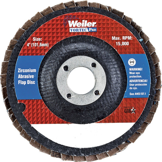 Weiler Vortec 4 In. x 5/8 In. 36-Grit Type 29 Angle Grinder Flap Disc