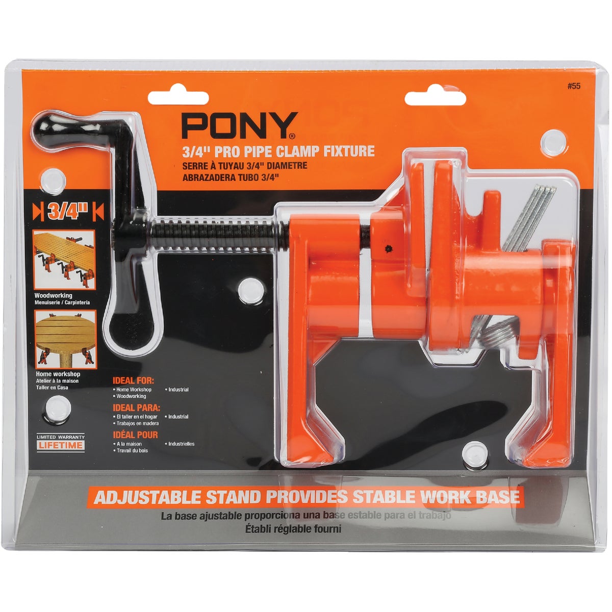 Pony Professional 3/4 In. Pipe Clamp Fixture with Crank Handle