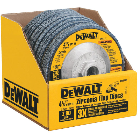 DeWalt 4-1/2 In. 80-Grit Type 29 High Performance Zirconia Angle Grinder Flap Disc