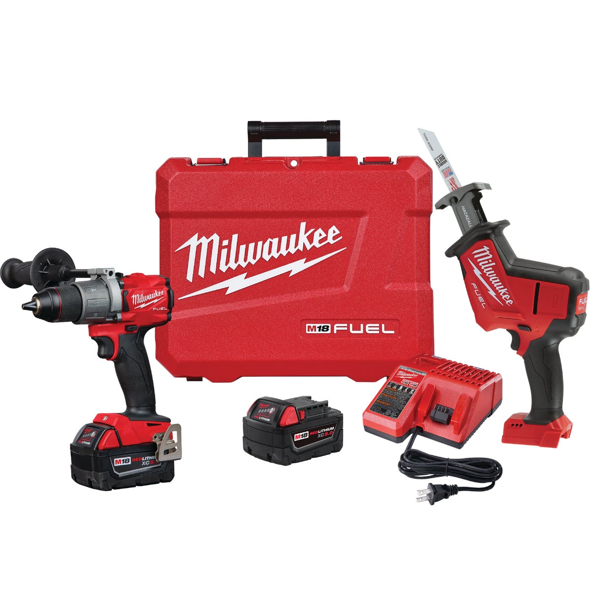 Milwaukee 2-Tool M18 FUEL 18 Volt Lithium-Ion Brushless Hammer Drill/Reciprocating Saw Cordless Tool Combo Kit