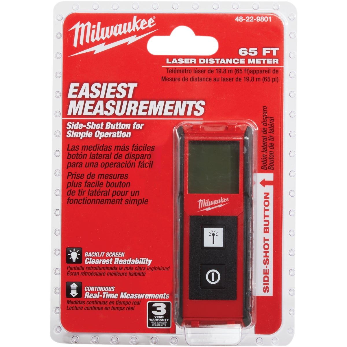 Milwaukee 65 Ft. Backlit Screen Laser Distance Meter