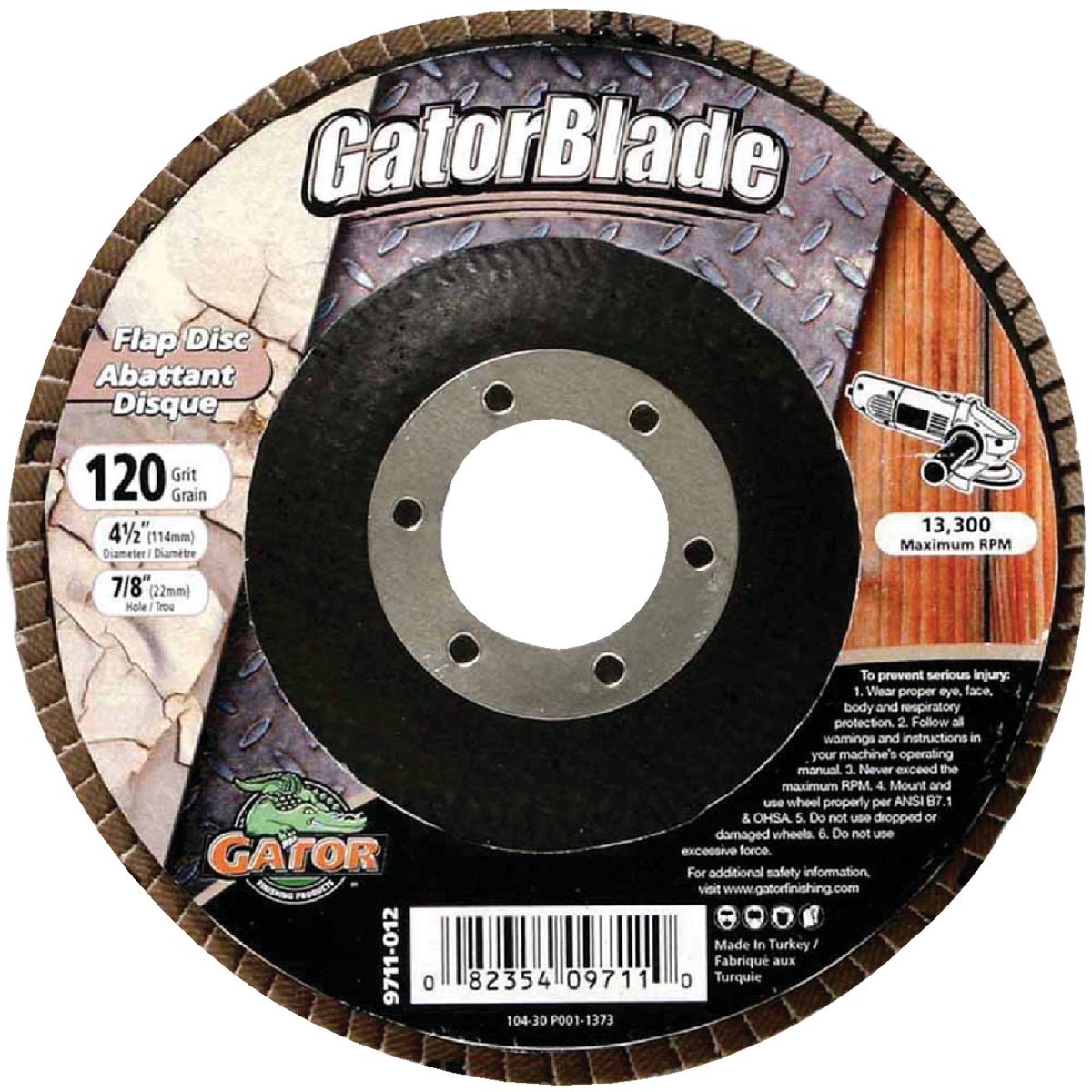 Gator Blade 4-1/2 In. x 7/8 In. 120-Grit Type 29 Angle Grinder Flap Disc