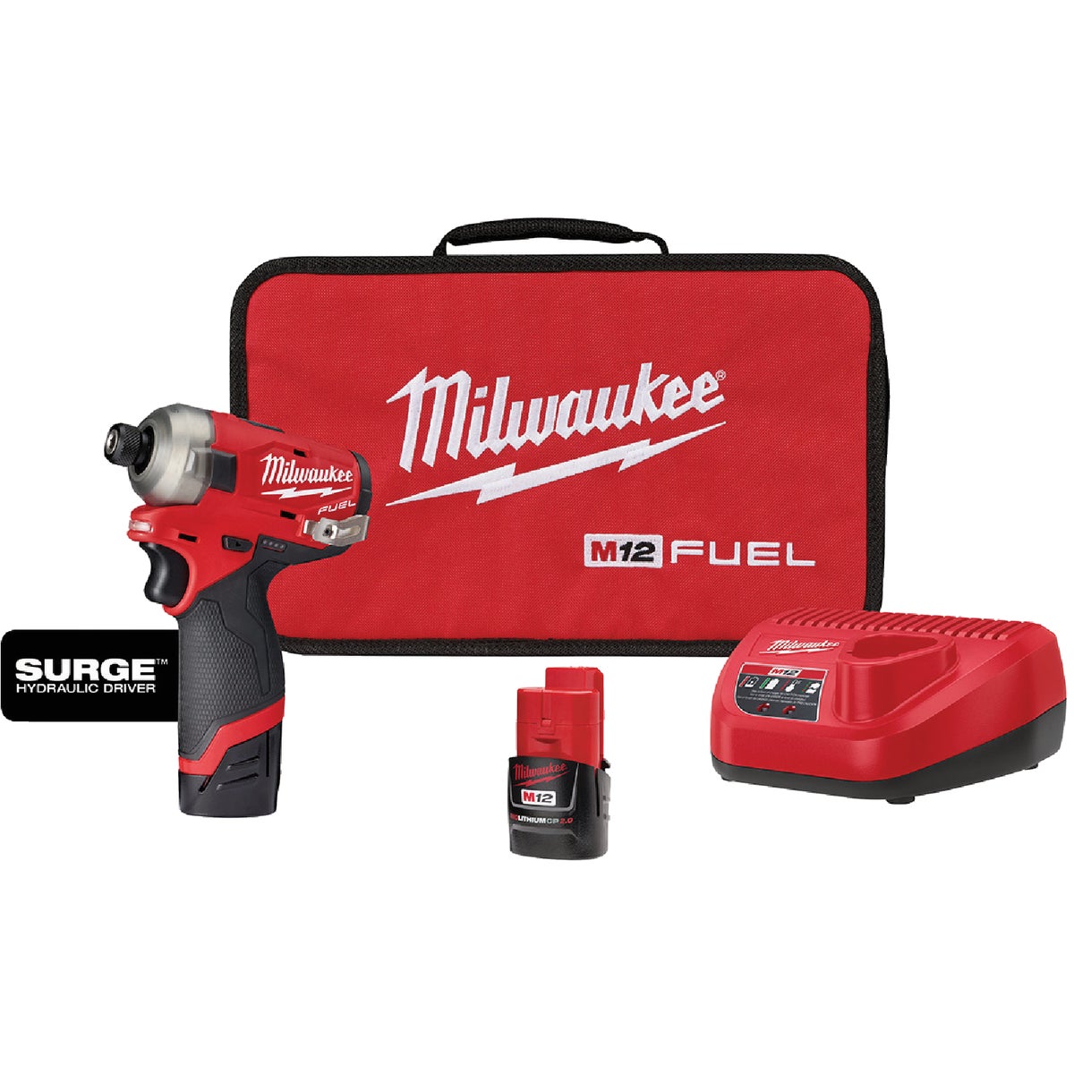 Milwaukee M12 FUEL SURGE 12 Volt Lithium-Ion Brushless 1/4 In. Hex Hydraulic Cordless Impact Driver Kit