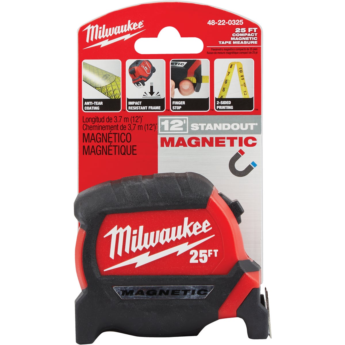 Milwaukee 25 Ft. Compact Wide Blade Magnetic Tape Measure