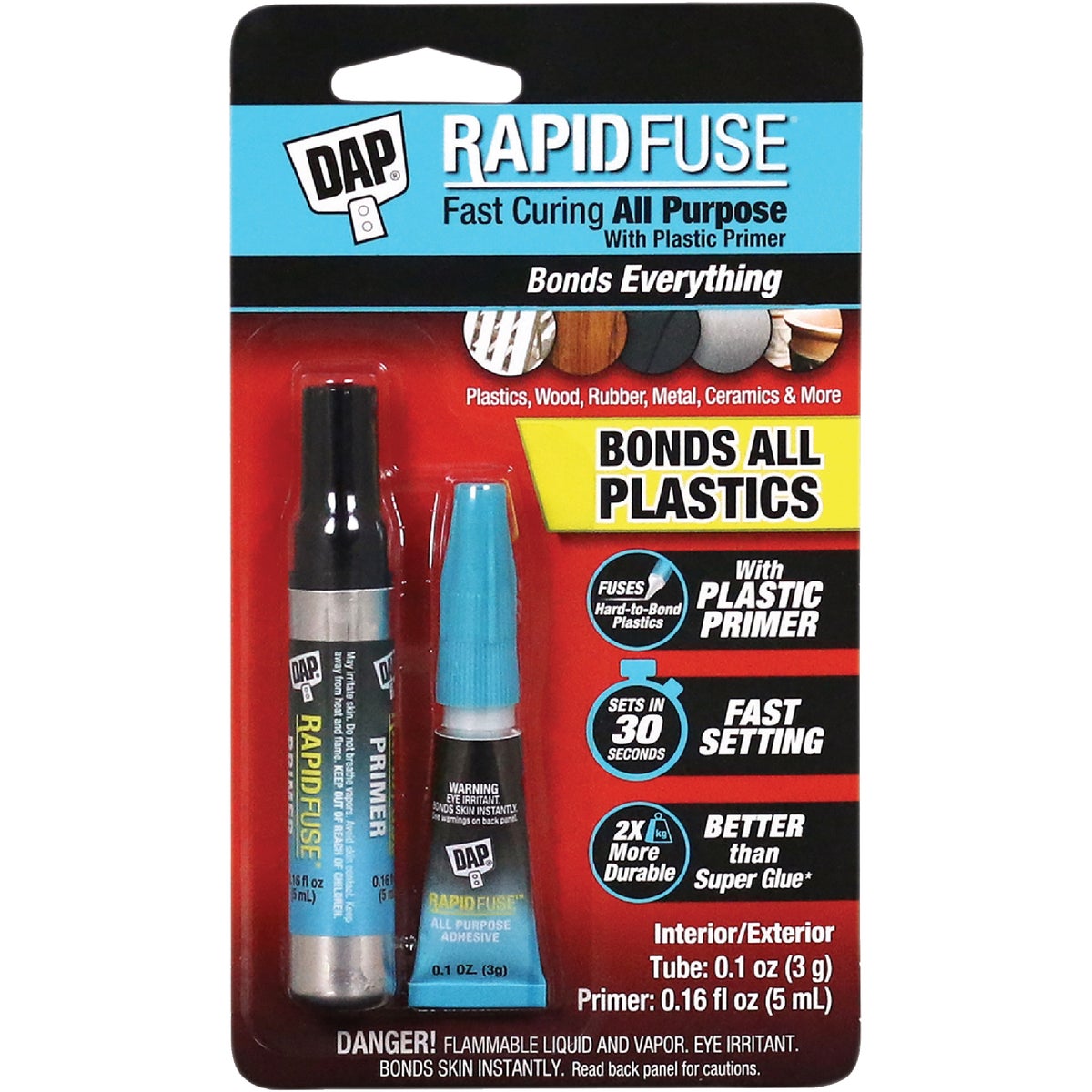 DAP RapidFuse 0.16 Oz. Clear Multi-Purpose Adhesive with Plastic Primer