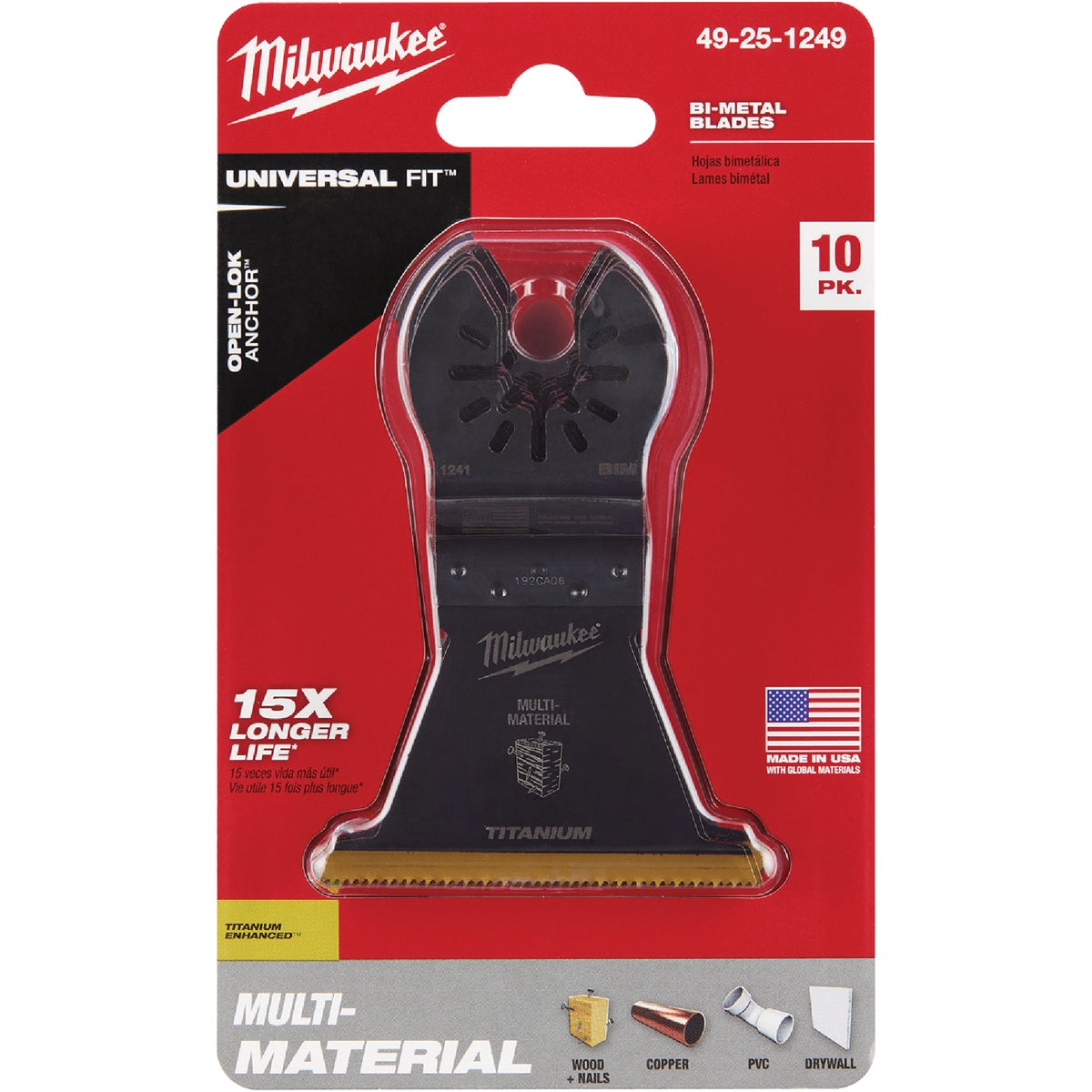 Milwaukee OPEN-LOK 2-1/2 In. Titanium Enhanced Bi-Metal Multi-Material Oscillating Blade (10-Pack)