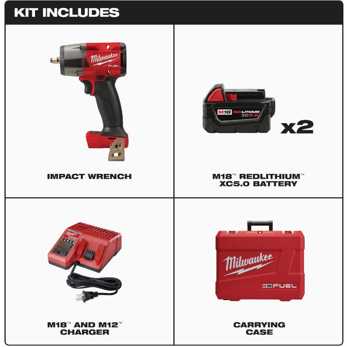 Milwaukee M18 FUEL 18 Volt Lithium-Ion Brushless 3/8 In. Mid-Torque Impact Wrench w/Friction Ring Kit