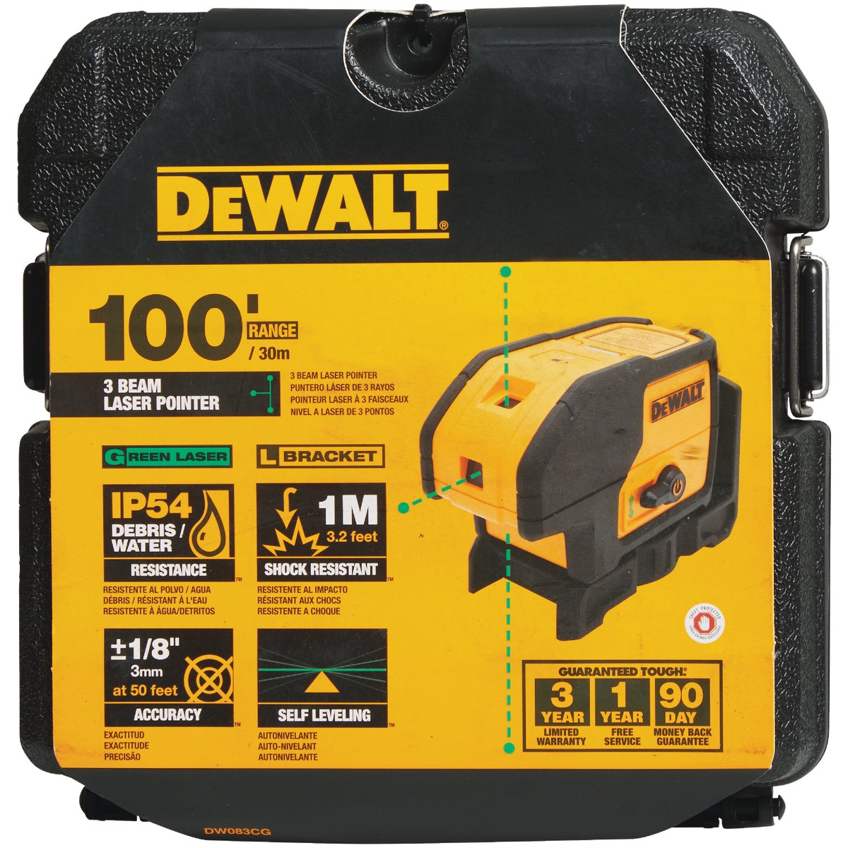 DeWalt 100 Ft. Green Self-Leveling 3-Spot Laser Level