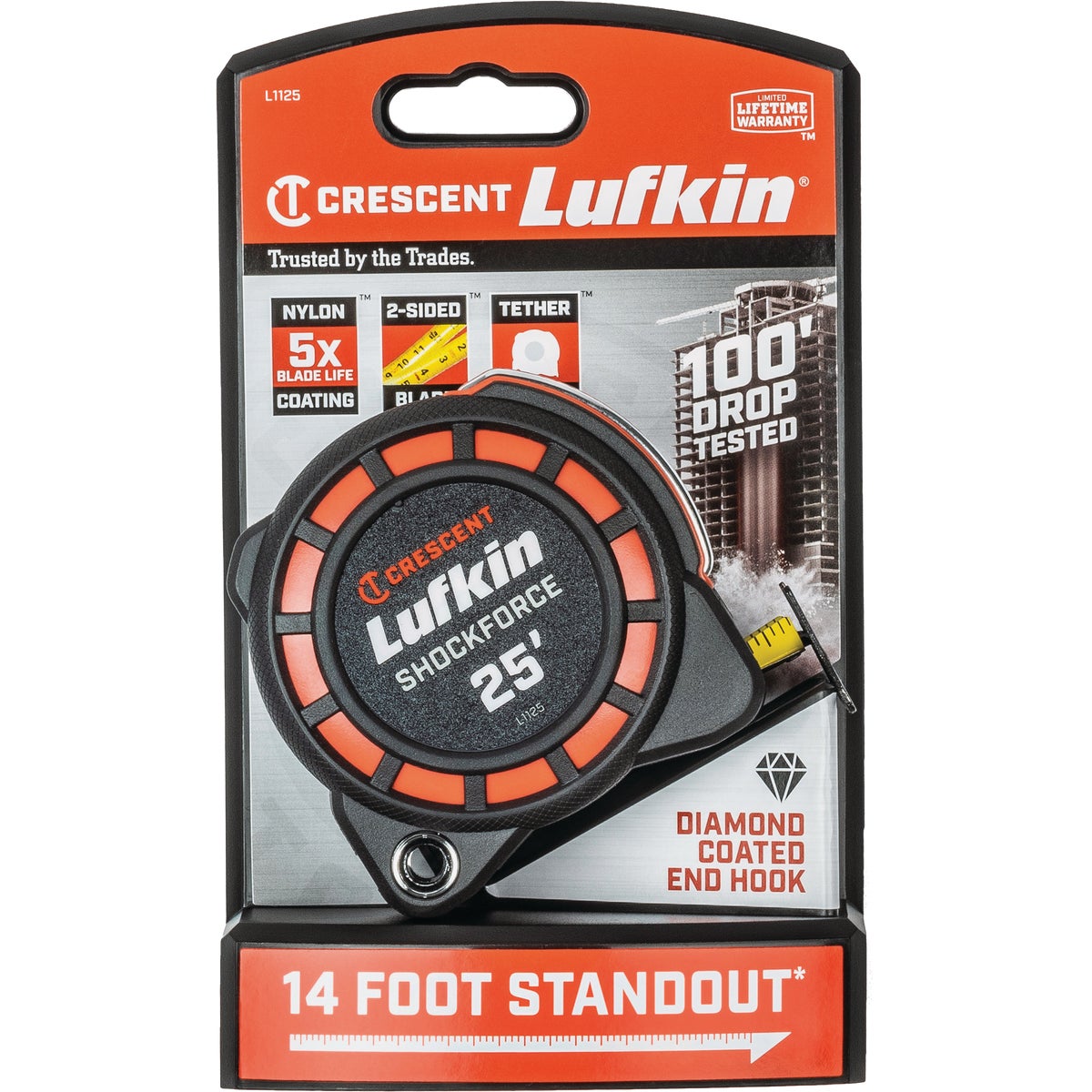 Crescent Lufkin Shockforce Nite Eye 1-3/16 In. x 25 Ft. Dual Sided Tape Measure