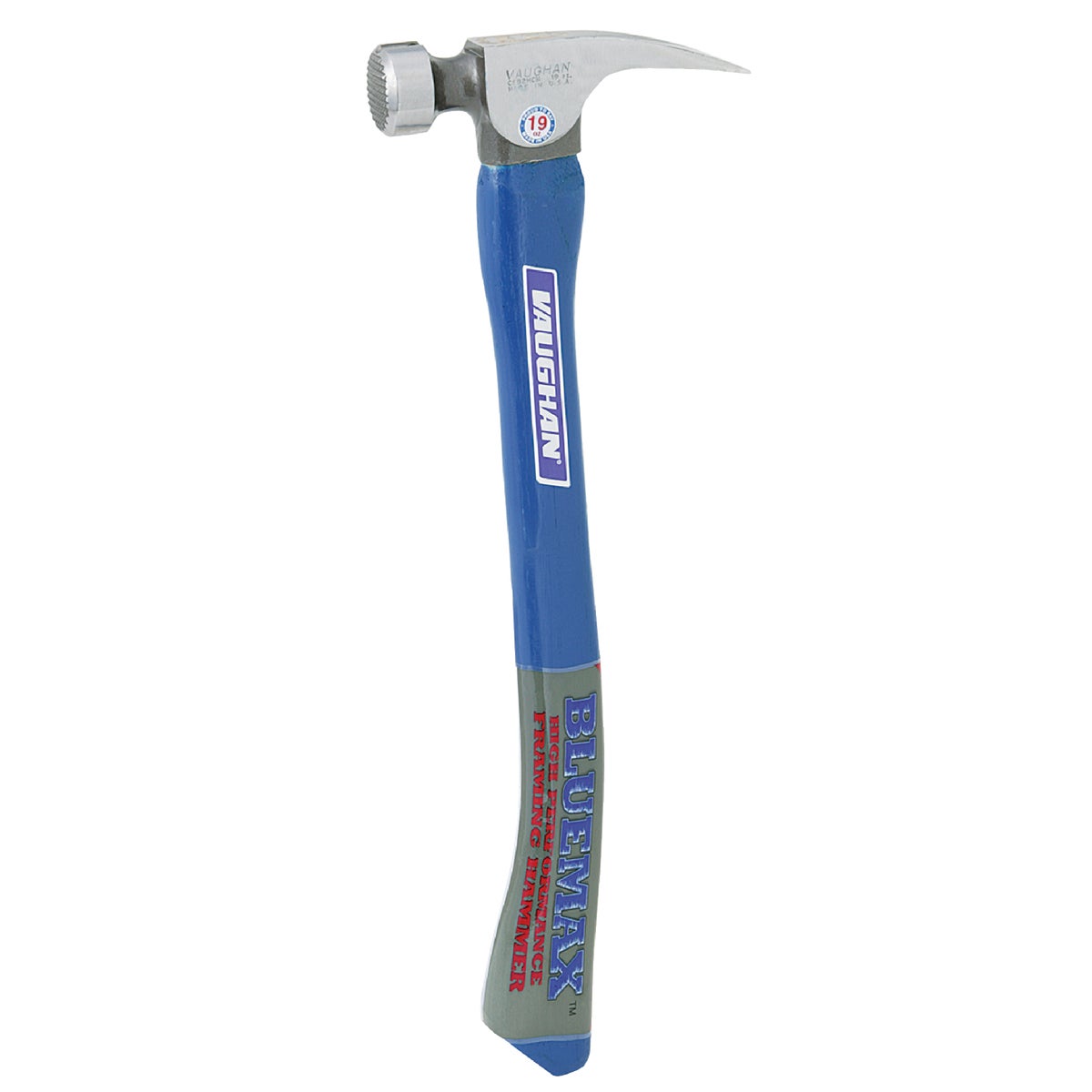 Vaughan BlueMax California 19 Oz. Milled-Face Framing Hammer with Hickory Handle