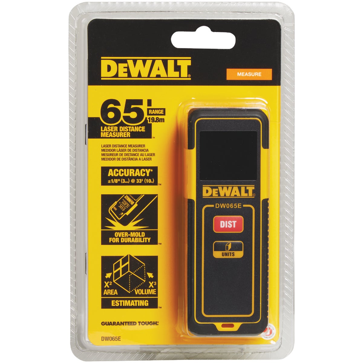 DeWalt 65 Ft. Black Backlit Screen Laser Distance Measurer