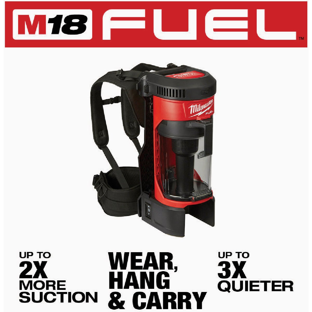 Milwaukee M18 FUEL 18 Volt Lithium-Ion Brushless Cordless 1 Gal. 3-In-1 Backpack Vacuum (Bare Tool)