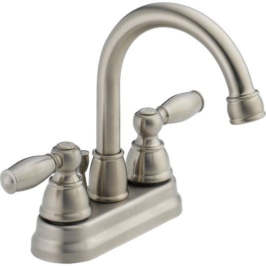 Peerless Claymore Brushed Nickel 2-Handle Lever 4 In. Centerset Hi-Arc Bathroom Faucet with Pop-Up