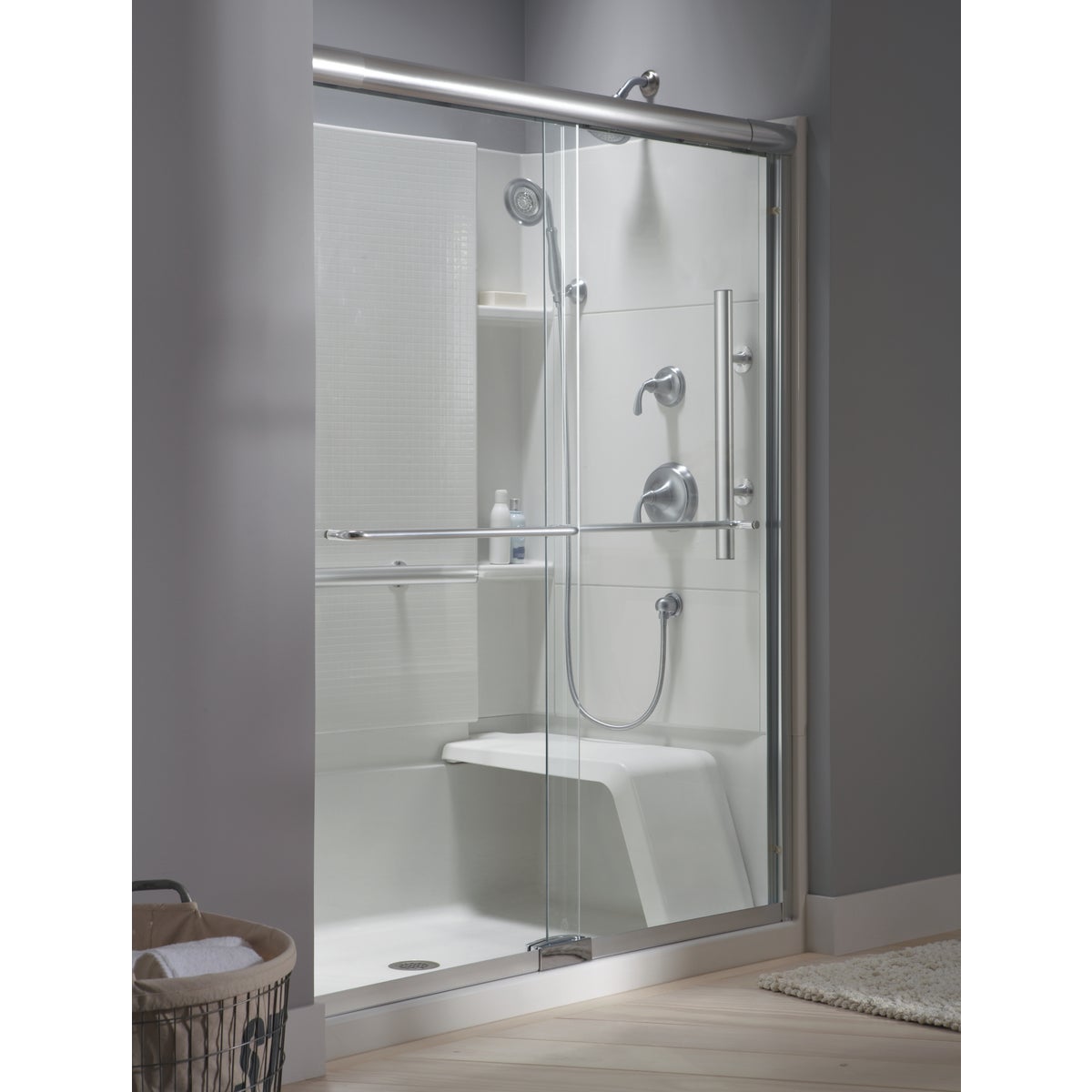 Sterling Accord 48 In. W x 36 In. D Center Drain Seated Shower Floor & Base in White